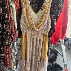 Three Bird Nest Gold Sequin Ruched Sundress